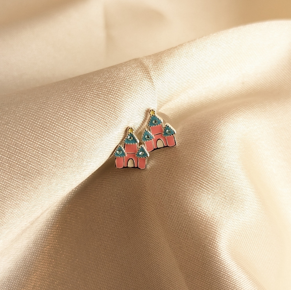 Premium Children's Silver Castle Ear Stud